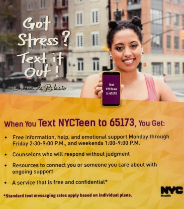 Chiara De Blasio Announces A New Text-Only Hotline For Troubled Teens in New York City.