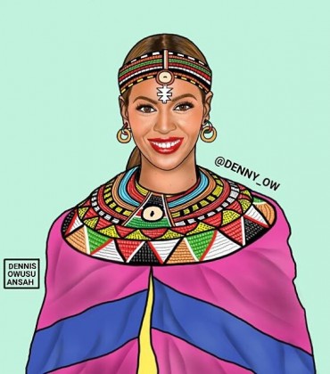 Art. Ghanian Illustrator Dennis Owusu-Ansah Depicts American Celebrities in African Attire.