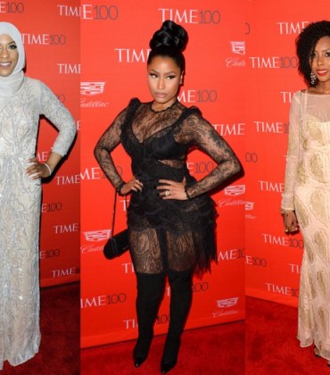 On the Red Carpet. Nicki Minaj, Jaha Dukureh, and Ibtihaj Muhammad Shine at the Time 100 Gala.
