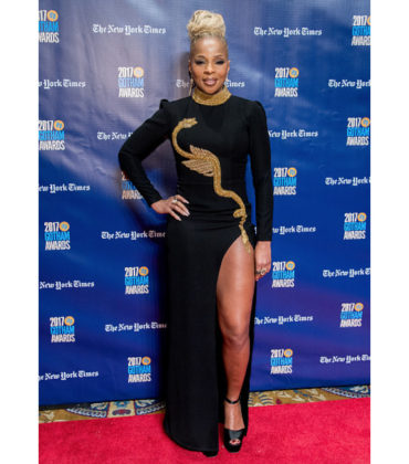 Mary J. Blige Wears a High Slit Gown by Temraza.